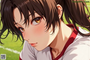 a girl with long brown hair and a white shirt